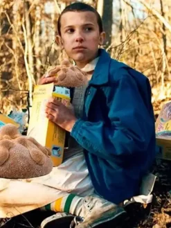 Millie Bobby Brown Series Stranger Things S01 Eleven Blue Cotton Jacket Side View