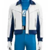 Mr Fantastic Reed Richards White Leather Bomber Jacket with YKK zipper closure
