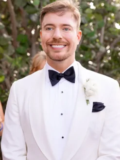 MrBeast White Wedding Blazer Front View