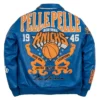 NBA Champions 2026 Pelle Pelle For The City Of Knicks Blue Leather Jacket Back view
