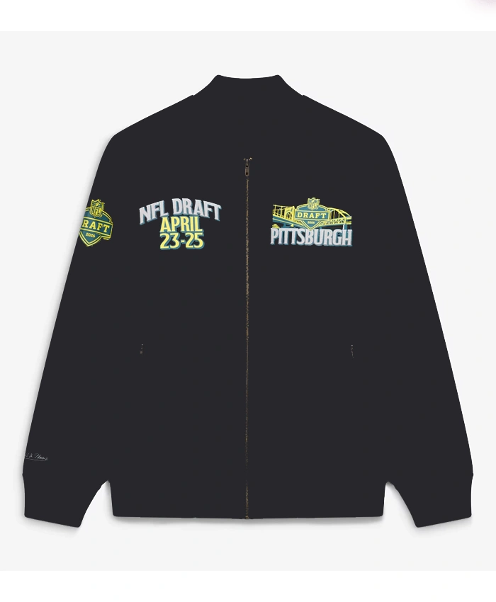 NFL Draft 2026 Black Satin Full-Zip Bomber Jacket
