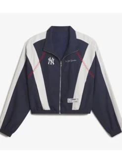 NY Yankees Off Season x MLB Navy Full-Zip Track Jacket Front View