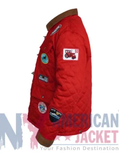 NYC 2026 Brandi Carlile Red Jacket with cotton fabric, full sleeves, and three pocket design