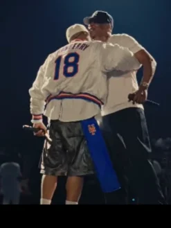 Nas JAŸ-Z 30 Yankee Stadium New York White Varsity Jacket