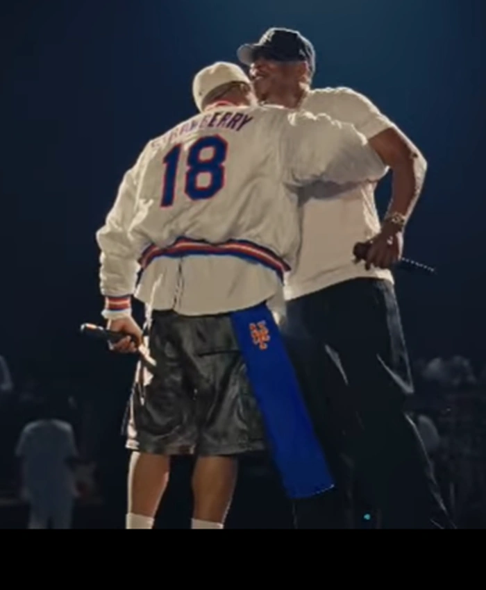 Nas JAŸ-Z 30 Yankee Stadium New York White Varsity Jacket