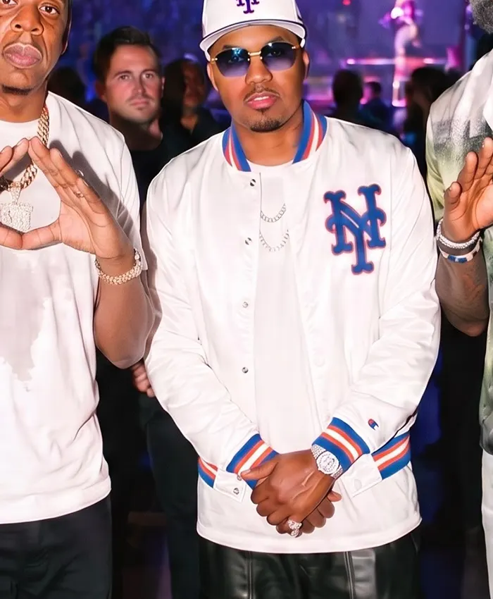 Nas Yankee Stadium JAŸ-Z 30 New York White Varsity Jacket
