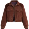 Natalia Dyer Series Stranger Things S05 Nancy Wheeler Brown Corduroy Jacket front view