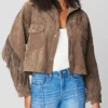 Natalie Alyn Lind Dutton Ranch 2026 Suede Fringe Jacket