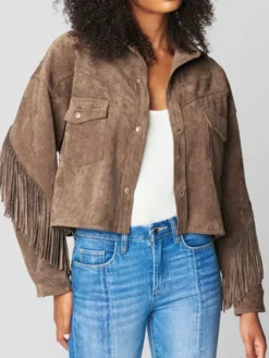 Natalie Alyn Lind Dutton Ranch 2026 Suede Fringe Jacket