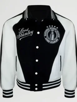 National Hockey League Lord Stanley Carolina Hurricanes Black Varsity Jacket front view