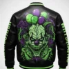 Neon Skull Streetwear Punk Leather Varsity Jacket