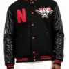 Netflix Jordan Walker MVP 2026 Home Run Derby Black Varsity Jacket Front View