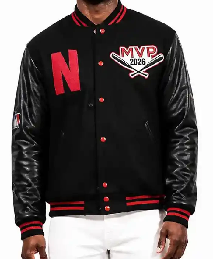 Netflix Jordan Walker MVP 2026 Home Run Derby Black Varsity Jacket Front View
