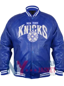 New York Knicks Chrome Hearts Blue Letterman Varsity Jacket