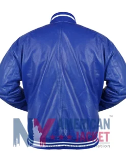 New York Knicks Chrome Hearts Blue Letterman Varsity Jacket Back