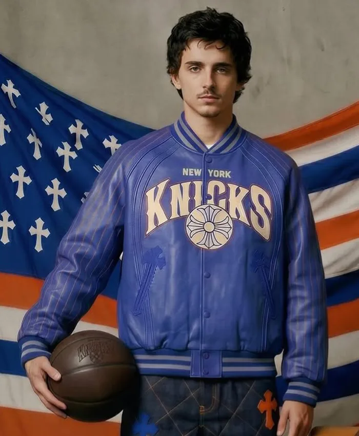 New York Knicks x Chrome Hearts Blue Varsity Jacket