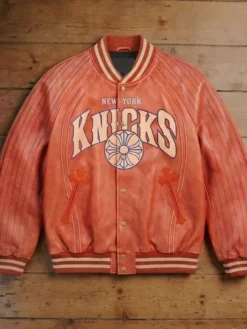 New York Knicks x Chrome Hearts Orange Varsity Jacket