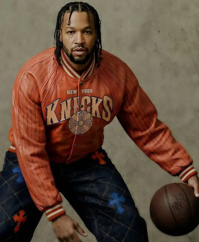 New York Knicks x Chrome Hearts Varsity Orange Jacket