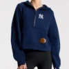 New York Yankees x Lululemon Women's Scuba Oversized Half-Zip Hoodie blue color