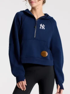 New York Yankees x Lululemon Women's Scuba Oversized Half-Zip Hoodie blue color