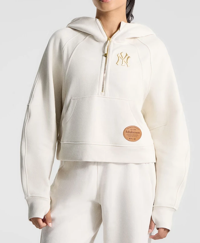 New York Yankees x Lululemon Women's Scuba Oversized Half-Zip Hoodie front view