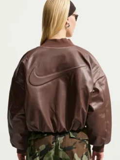 Nike Bomber Brown Leather Jacket