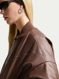 Nike Brown Bomber Leather Jacket
