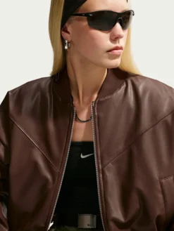 Nike Brown Leather Bomber Jacket