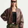Nike Leather Bomber Brown Jacket