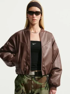 Nike Leather Bomber Brown Jacket