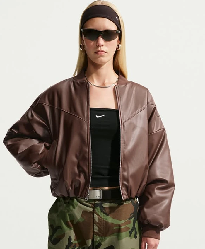 Nike Leather Bomber Brown Jacket
