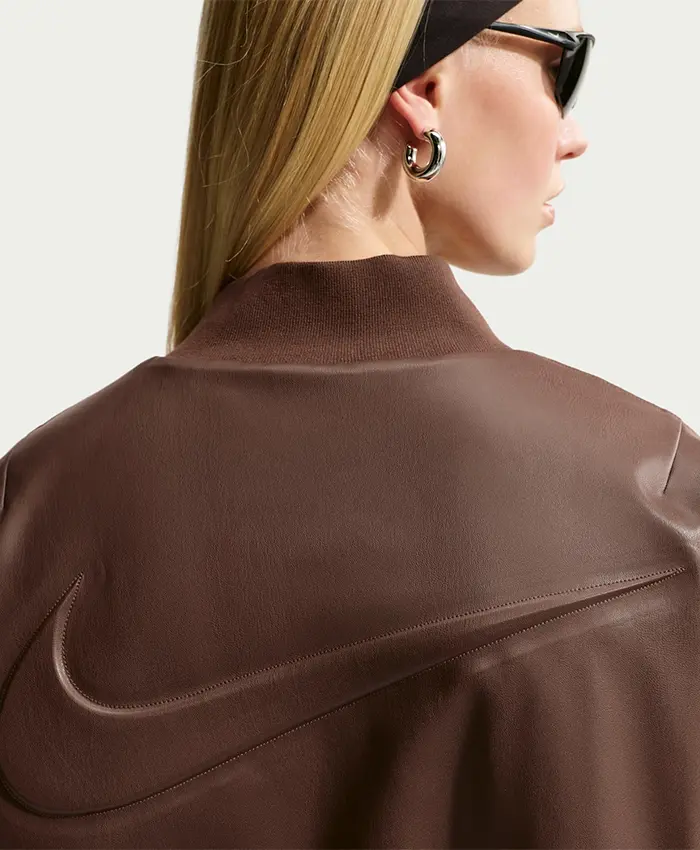 Nike Leather Brown Bomber Jacket