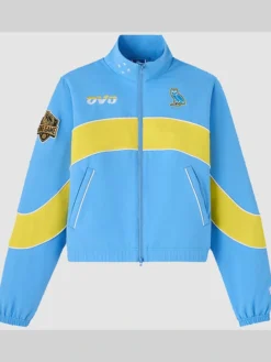 OVO x WNBA Team Chicago Sky Blue And Yellow Track Jacket front view