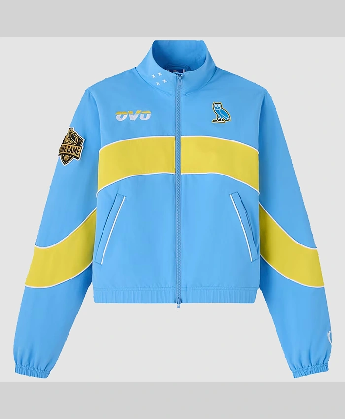 OVO x WNBA Team Chicago Sky Blue And Yellow Track Jacket front view