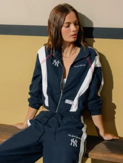 Off Season NY Yankees x MLB Navy Full-Zip Track Jacket Side View
