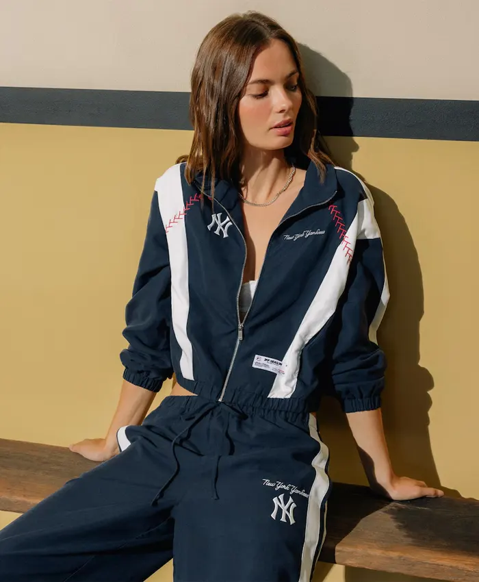 Off Season NY Yankees x MLB Navy Full-Zip Track Jacket Side View