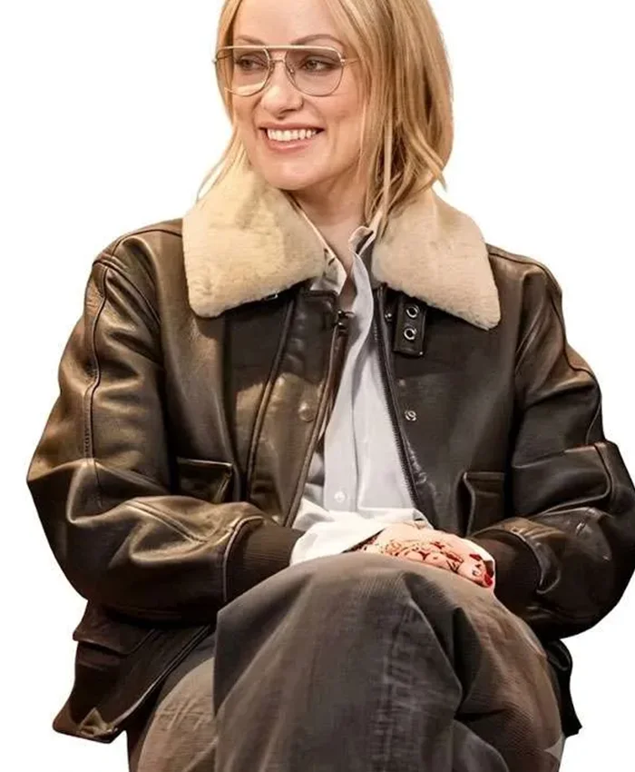 Olivia Wilde I Want Your Sex Black Fur Leather Jacket