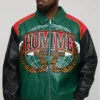 Oversized Fit Homme Applique PU Collared Bomber Jacket front with sleek style