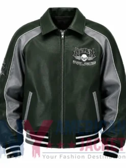 Palace Skateboards x Avirex Fall Autumn 2026 Green Leather Jacket front view