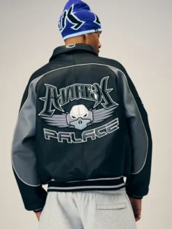 Palace x Avirex Fall 2026 Leather Bomber Jacket back view with classic collar
