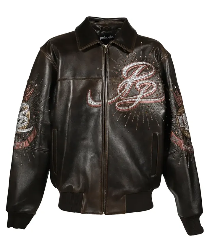 Pelle Pelle 47th Anniversary American Legend Black Leather Varsity Jacket front view