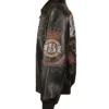 Pelle Pelle American Legend Black Leather Varsity Jacket with rib-knit cuffs and YKK zipper closure
