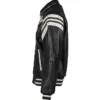 Pelle Pelle Encrusted Black Leather Varsity Jacket featuring rib-knit cuffs and YKK zipper closure