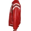 Pelle Pelle Encrusted Red Leather Varsity Jacket featuring rib-knit cuffs and YKK zipper closure