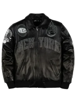 Pelle Pelle For The City Of Knicks NBA 2026 Champions Black Leather Jacket front view