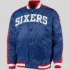 Philadelphia 76ers Sixers Starter Blue And Red Satin Varsity Jacket front view