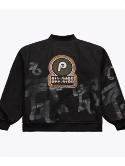 Philadelphia Phillies 1976 MLB All-Star Game Black Denim Jacket Back View