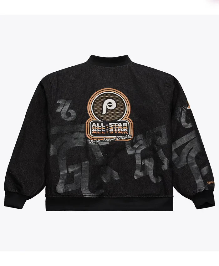 Philadelphia Phillies 1976 MLB All-Star Game Black Denim Jacket Back View