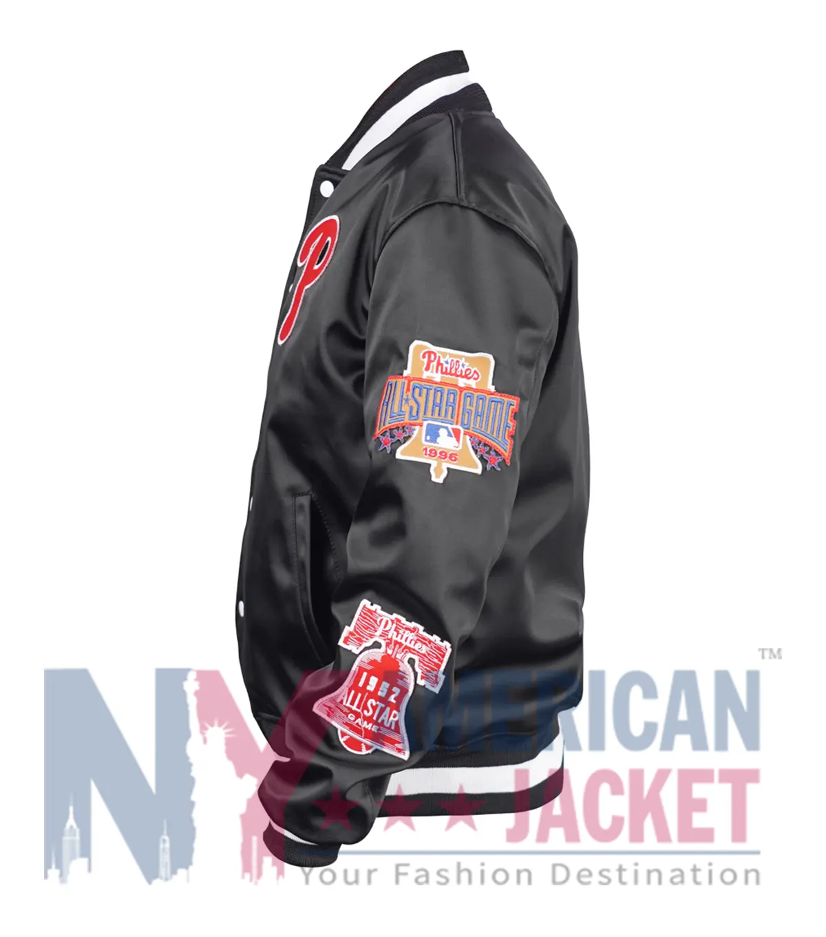 Philadelphia Phillies Inspired MLB All-Star Game 2026 Satin Jacket with full sleeves and two pockets