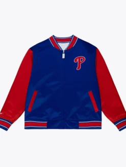 Philadelphia Phillies Red And Blue Full-Zip Satin Jacket